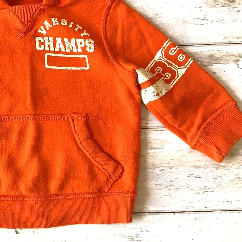 The Children’s Place Boys 12m Hoodie Sweatshirt Jacket Orange Varsity Sweater